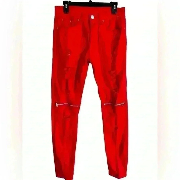 Men's Ripped Skinny Distressed Destroyed Straight Fit Zipper Jeans W/Holes W33 - Picture 1 of 10